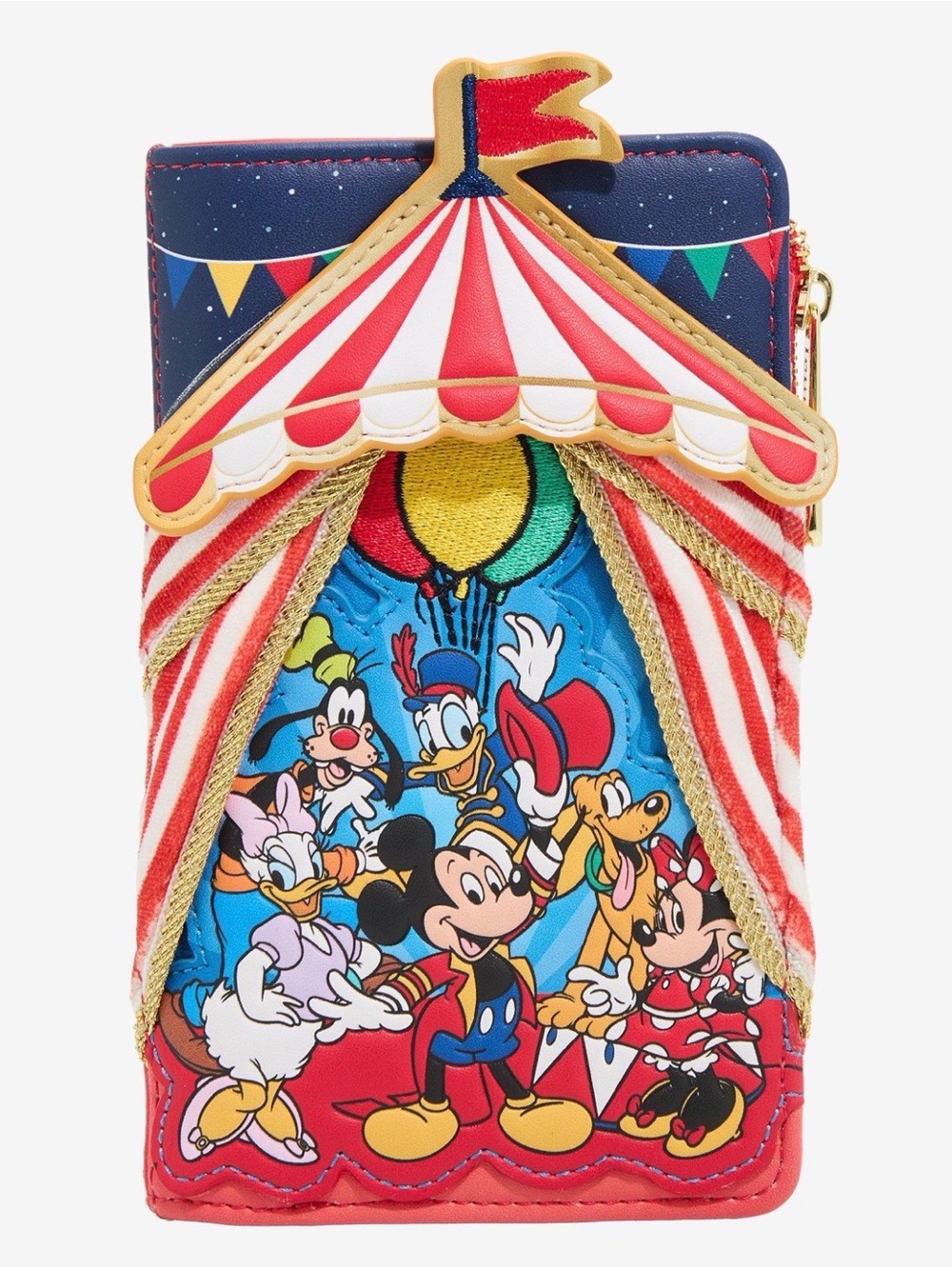 Loungefly Mickey & Friends Circus Tent Wallet in Red, Blue and Gold